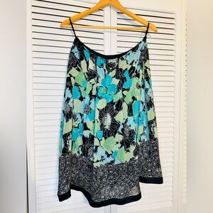 🌸 East 5th Woman’s Chiffon Skirt Size 10 Green/Blue A-Line EUC